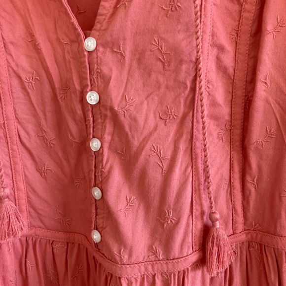 Gap Coral Cotton Maxi Pheasant Dress Sz Medium and very long and feminine - Picture 4 of 8